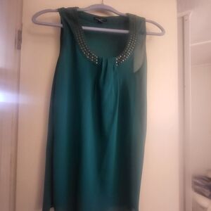 Willi Smith Teal Sleeveless Top with Stud Accents